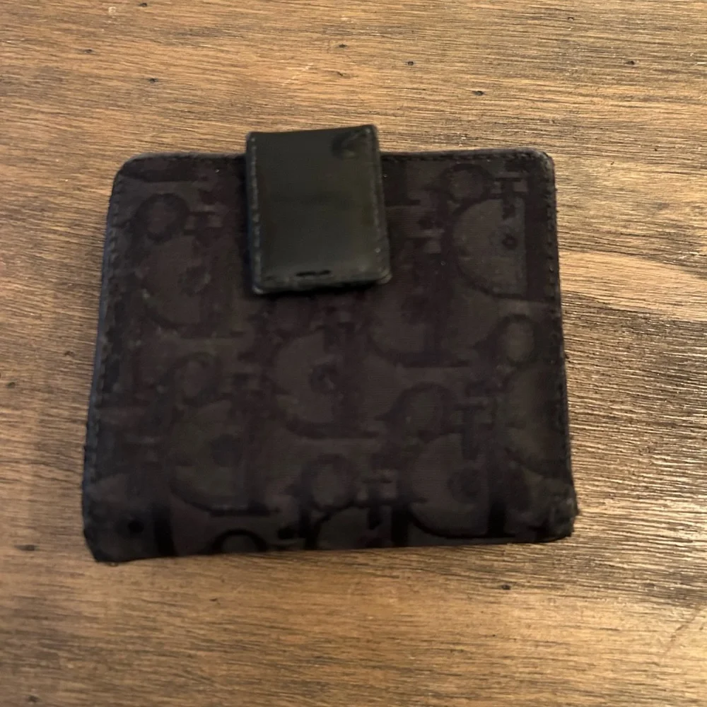 Dior Black Saddle Cloth Wallet Coin leather